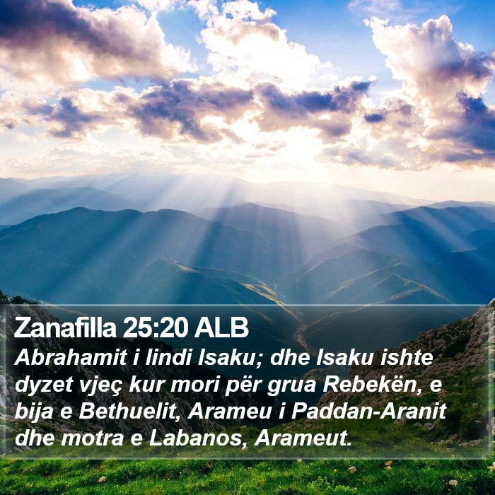 Zanafilla 25:20 ALB Bible Study