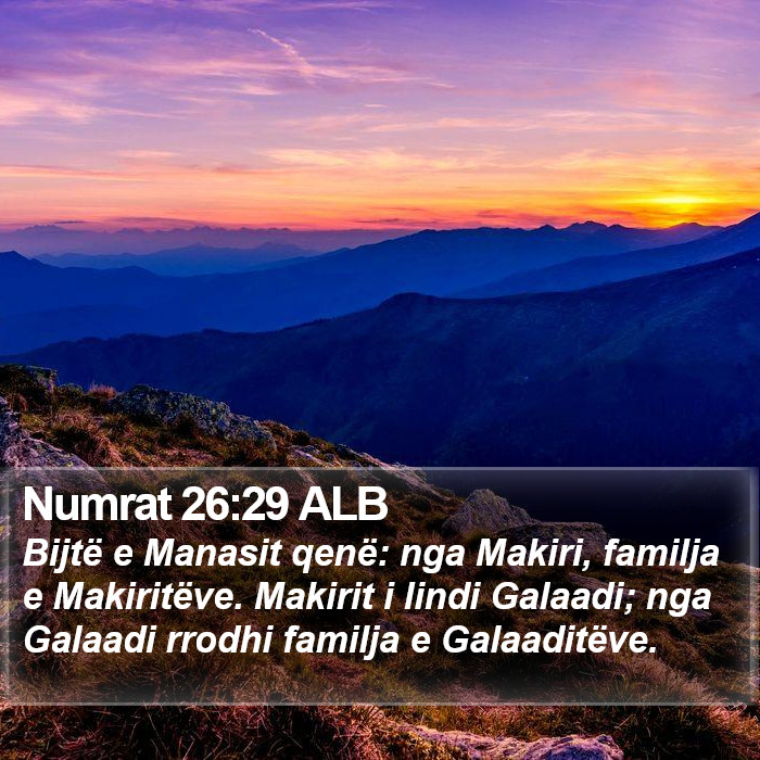 Numrat 26:29 ALB Bible Study