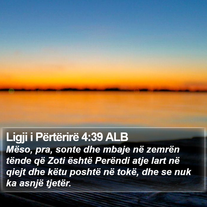 Ligji i Përtërirë 4:39 ALB Bible Study