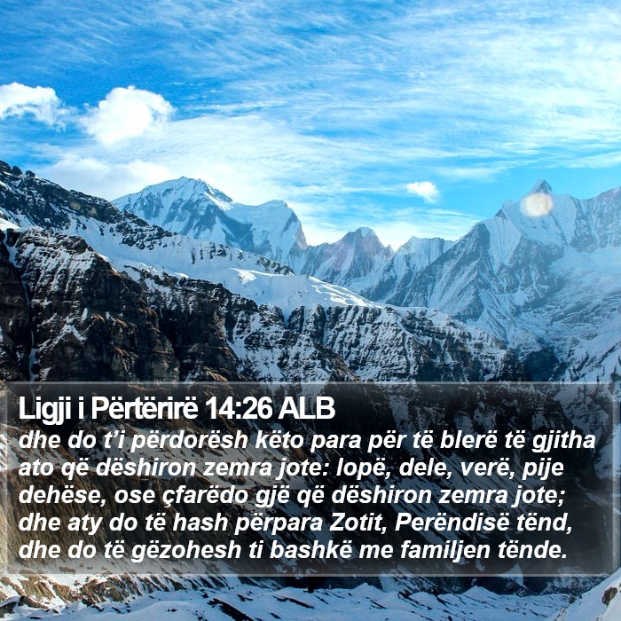 Ligji i Përtërirë 14:26 ALB Bible Study