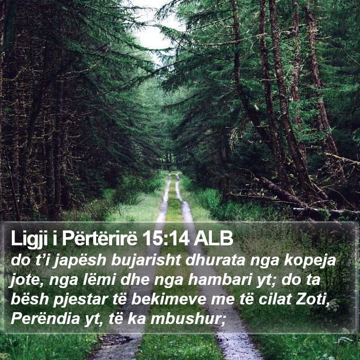 Ligji i Përtërirë 15:14 ALB Bible Study