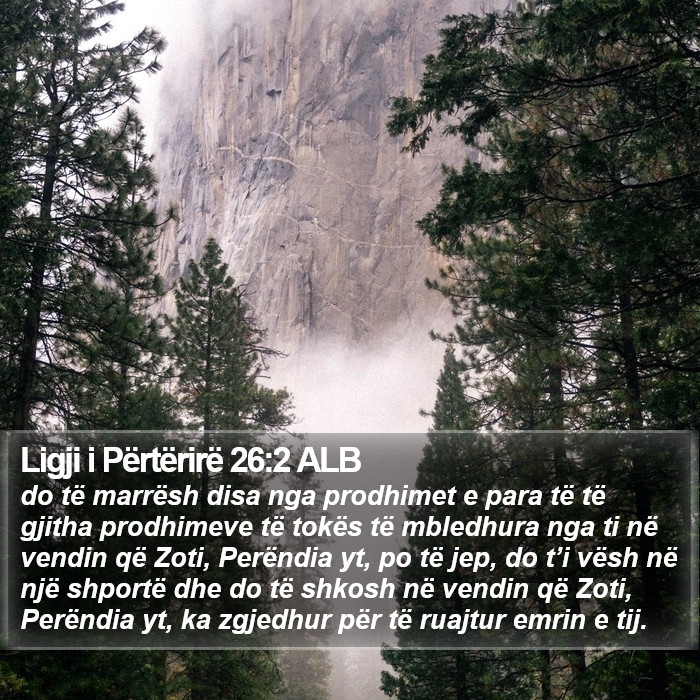 Ligji i Përtërirë 26:2 ALB Bible Study