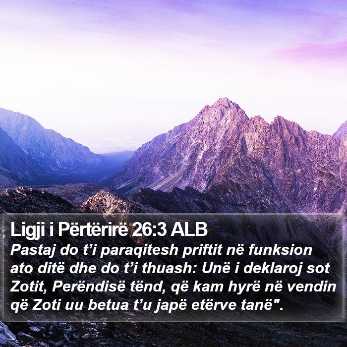 Ligji i Përtërirë 26:3 ALB Bible Study