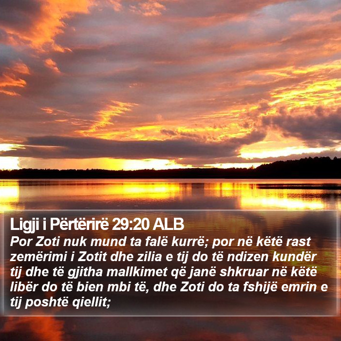 Ligji i Përtërirë 29:20 ALB Bible Study