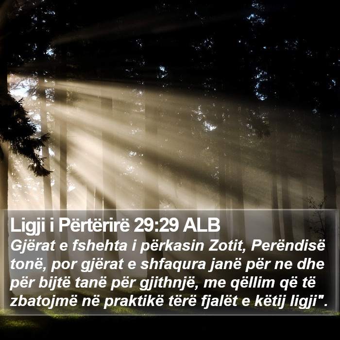 Ligji i Përtërirë 29:29 ALB Bible Study