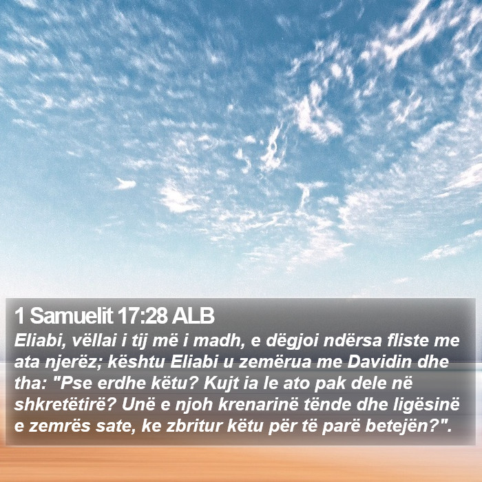 1 Samuelit 17:28 ALB Bible Study
