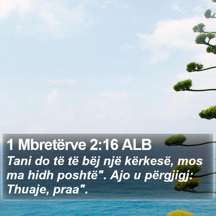 1 Mbretërve 2:16 ALB Bible Study