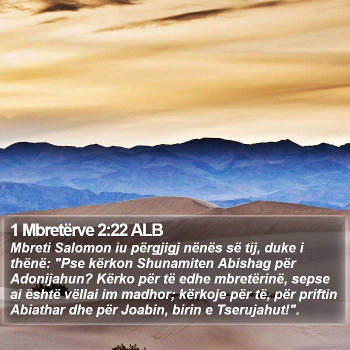 1 Mbretërve 2:22 ALB Bible Study