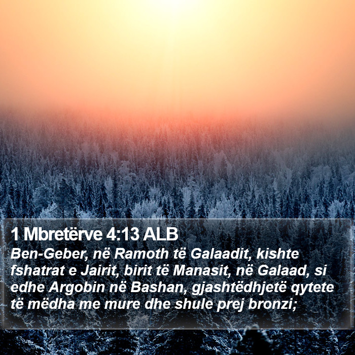 1 Mbretërve 4:13 ALB Bible Study