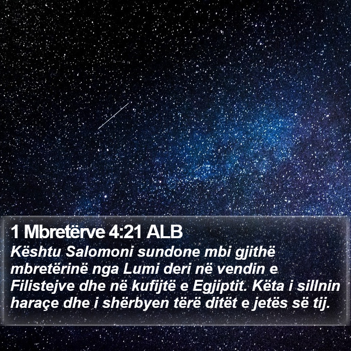 1 Mbretërve 4:21 ALB Bible Study