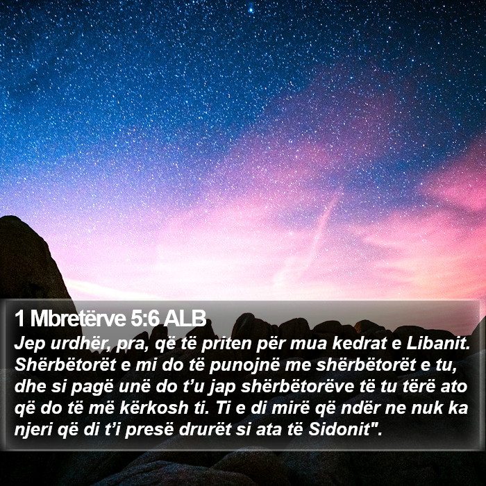 1 Mbretërve 5:6 ALB Bible Study