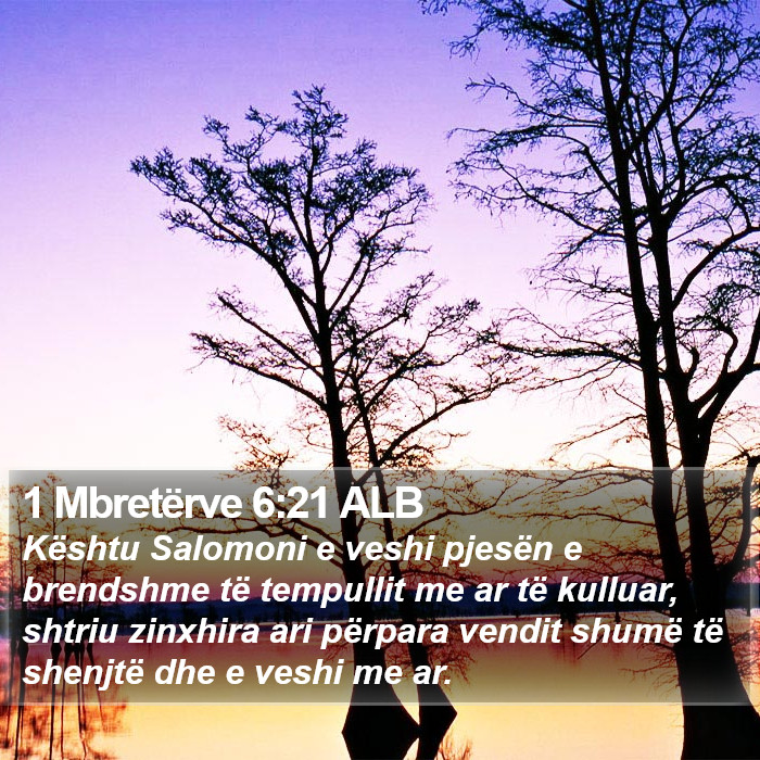 1 Mbretërve 6:21 ALB Bible Study