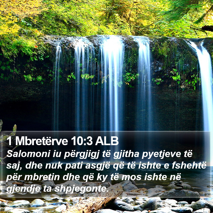 1 Mbretërve 10:3 ALB Bible Study