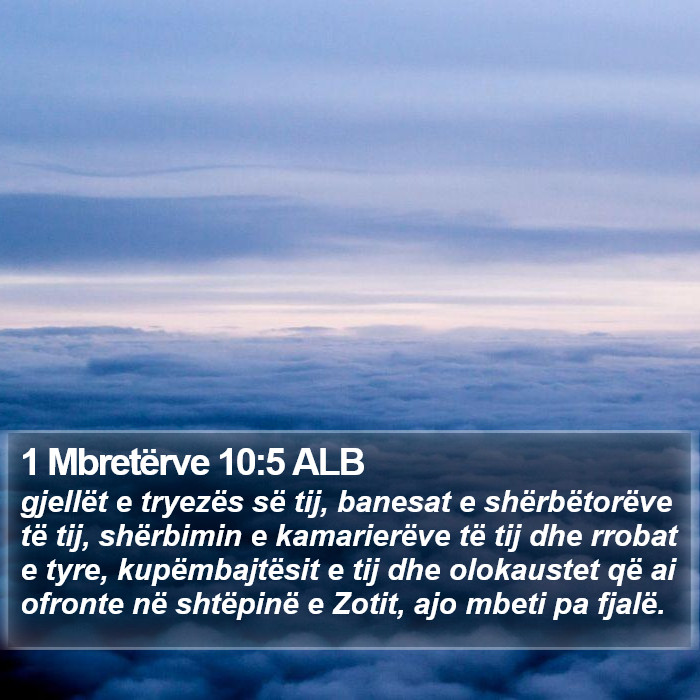 1 Mbretërve 10:5 ALB Bible Study