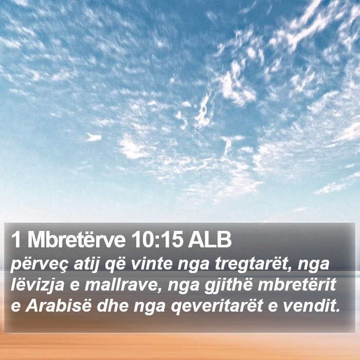 1 Mbretërve 10:15 ALB Bible Study