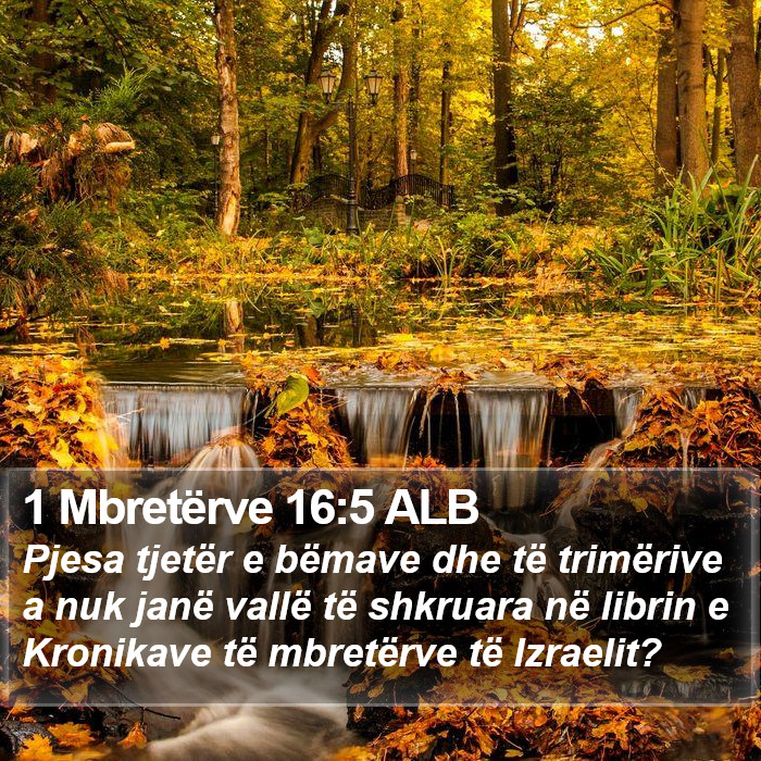 1 Mbretërve 16:5 ALB Bible Study