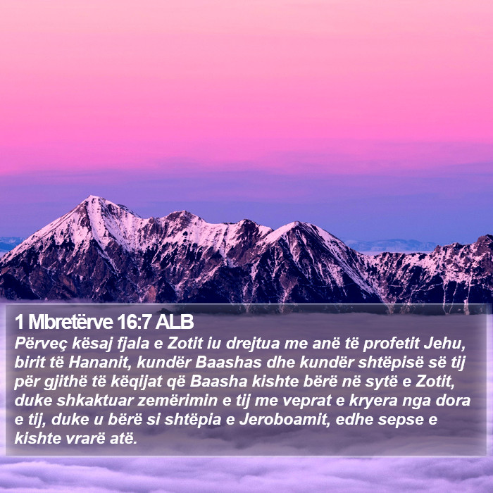 1 Mbretërve 16:7 ALB Bible Study