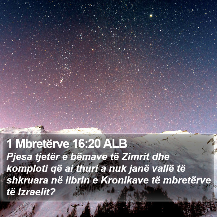 1 Mbretërve 16:20 ALB Bible Study