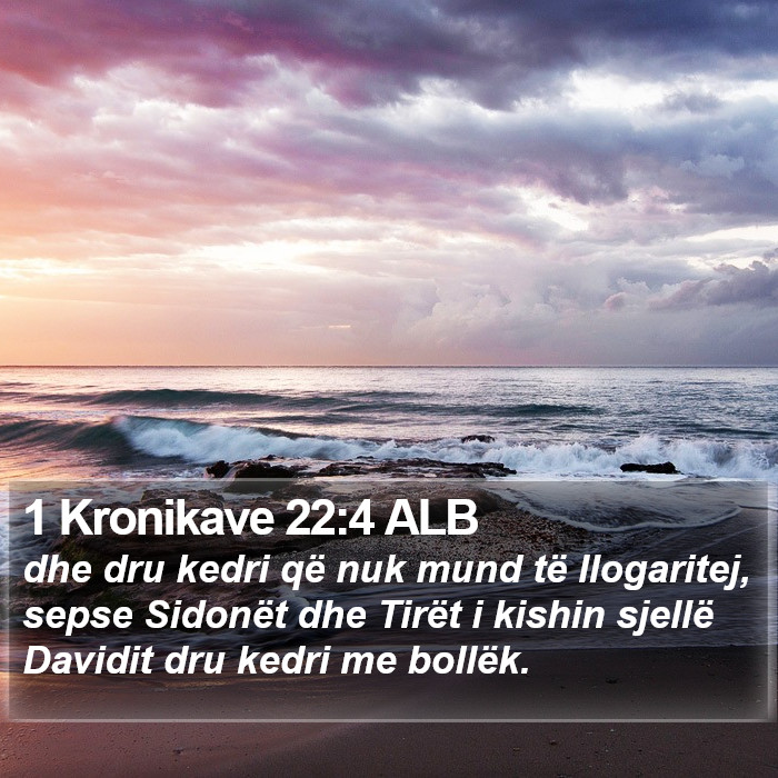 1 Kronikave 22:4 ALB Bible Study