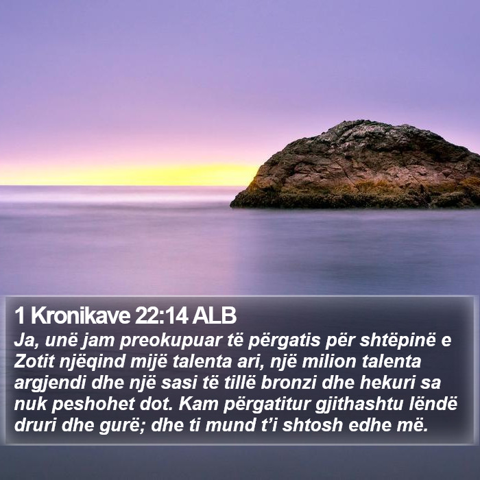 1 Kronikave 22:14 ALB Bible Study