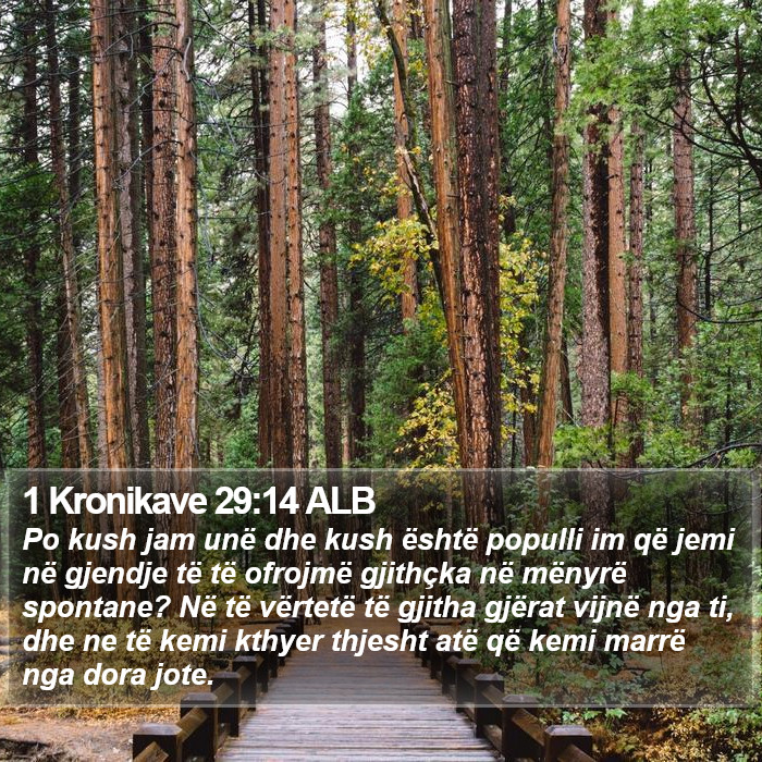 1 Kronikave 29:14 ALB Bible Study