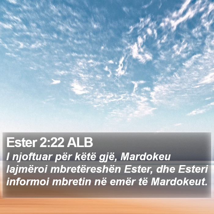 Ester 2:22 ALB Bible Study