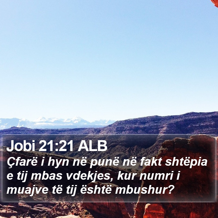 Jobi 21:21 ALB Bible Study