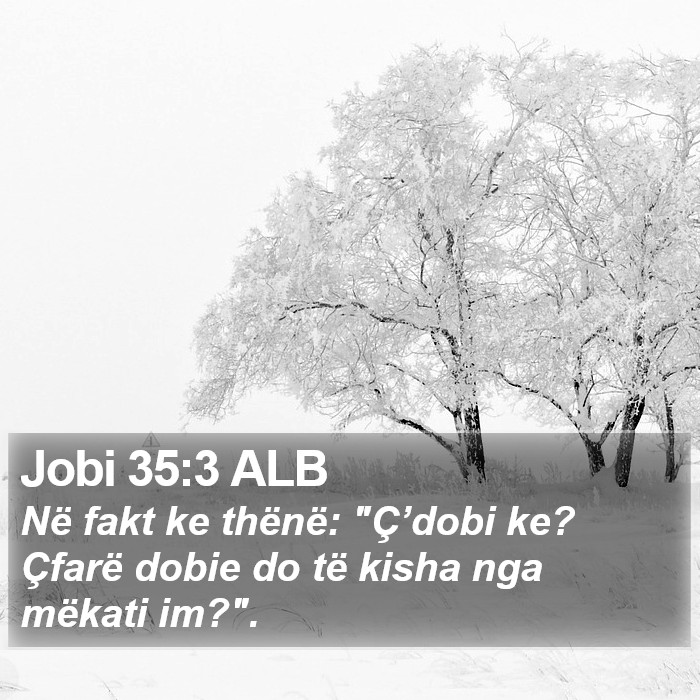 Jobi 35:3 ALB Bible Study