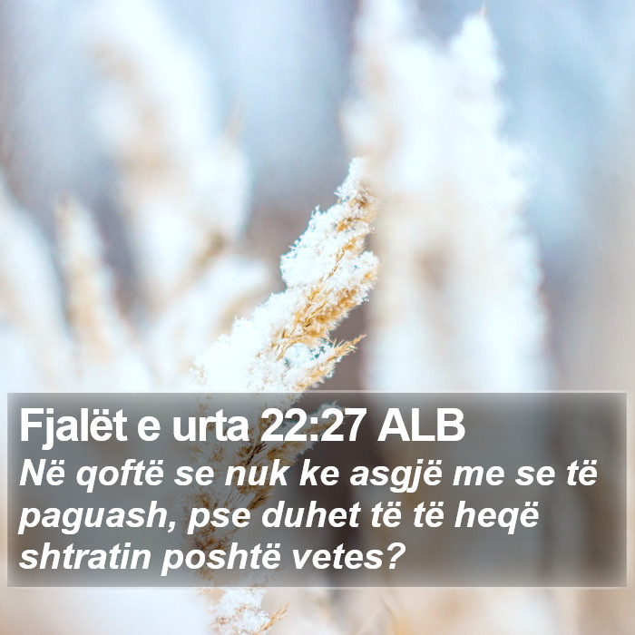 Fjalët e urta 22:27 ALB Bible Study