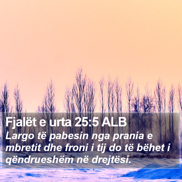 Fjalët e urta 25:5 ALB Bible Study