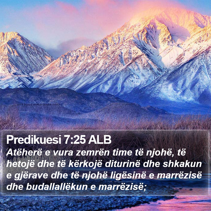 Predikuesi 7:25 ALB Bible Study