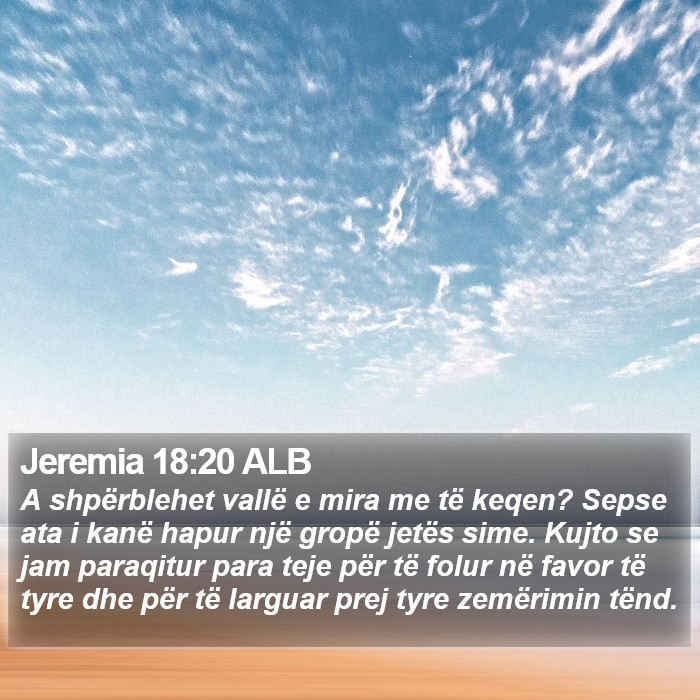Jeremia 18:20 ALB Bible Study