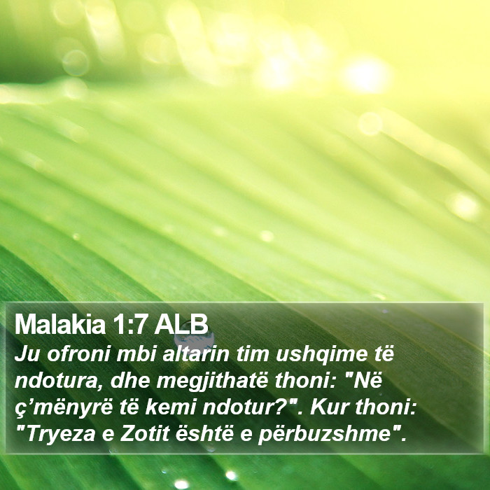 Malakia 1:7 ALB Bible Study