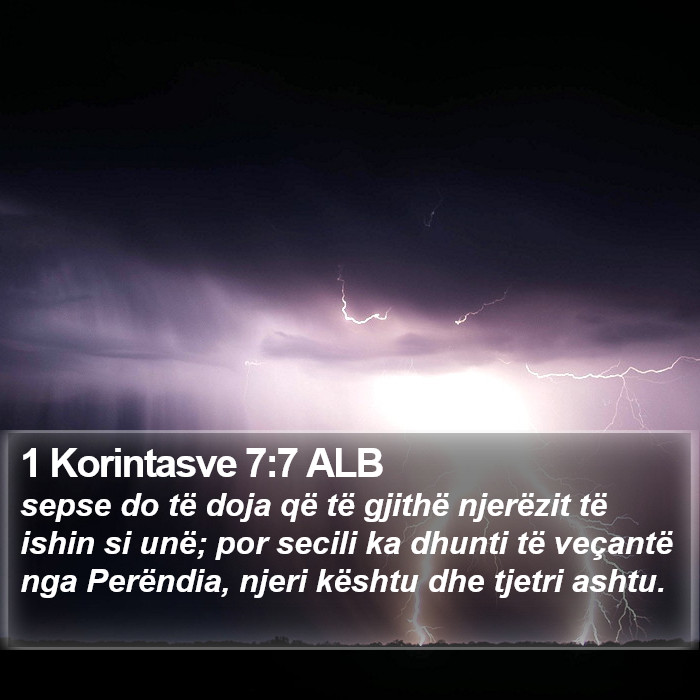 1 Korintasve 7:7 ALB Bible Study