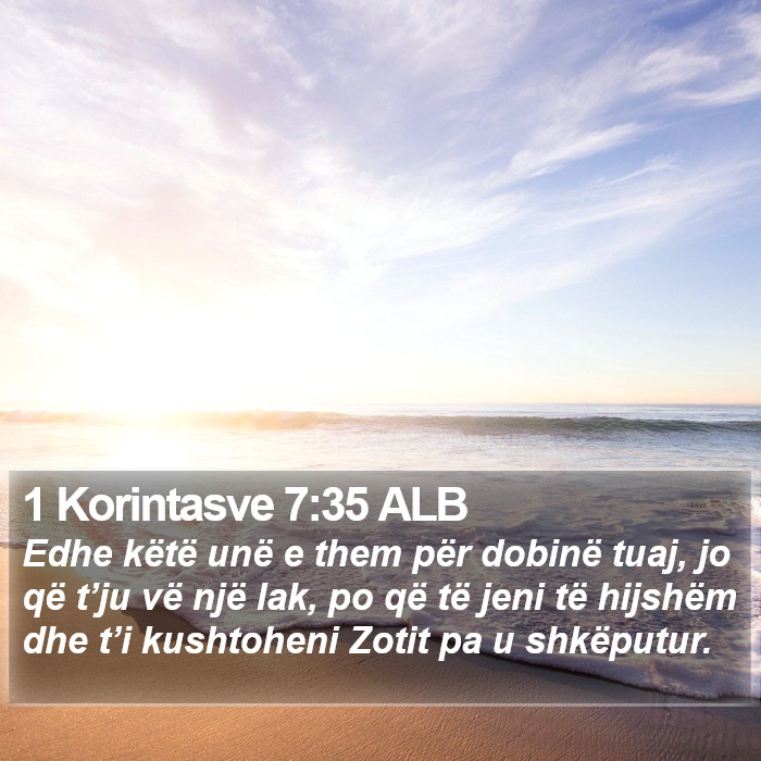 1 Korintasve 7:35 ALB Bible Study