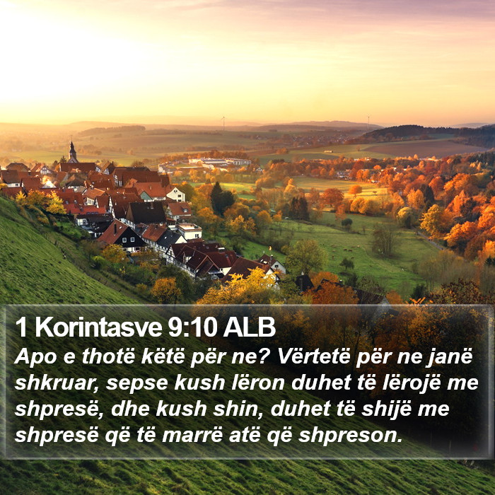 1 Korintasve 9:10 ALB Bible Study