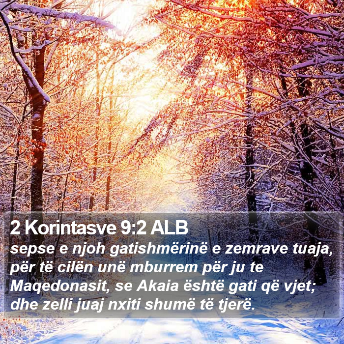 2 Korintasve 9:2 ALB Bible Study