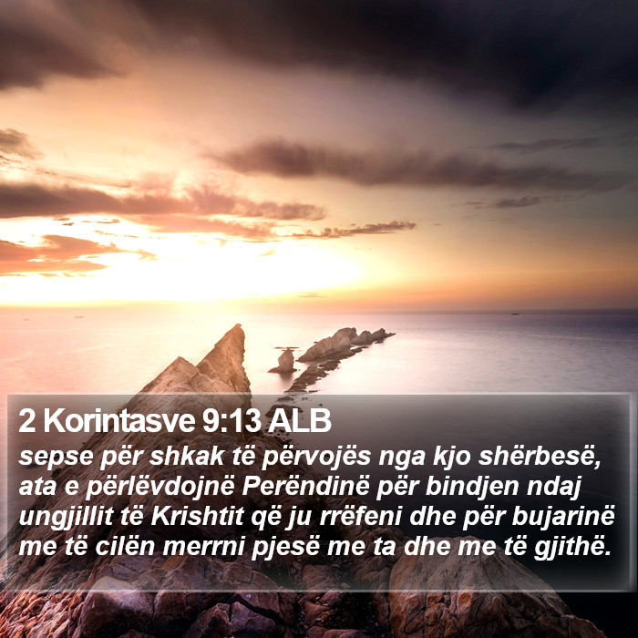 2 Korintasve 9:13 ALB Bible Study