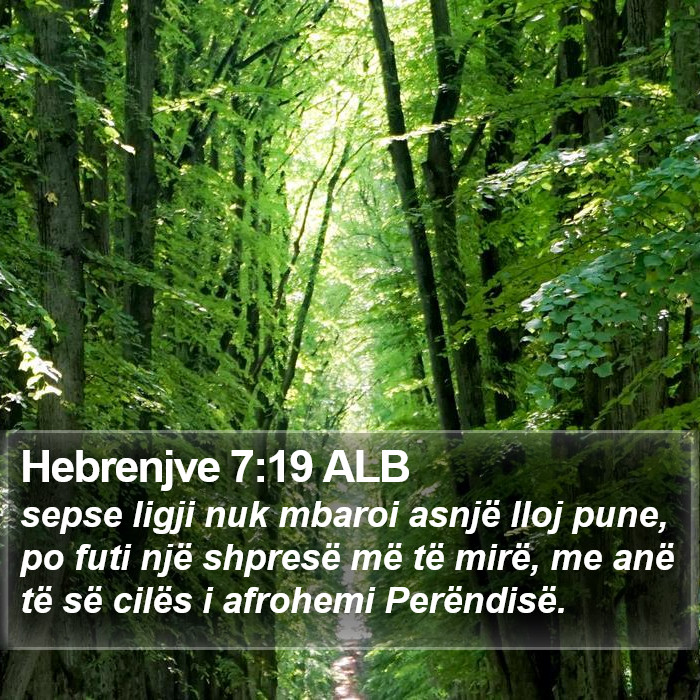 Hebrenjve 7:19 ALB Bible Study